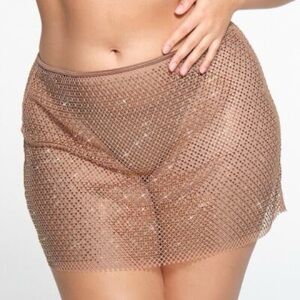 SKIMS Tan Mesh Mini Skirt